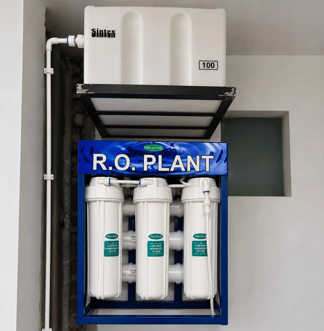 POLLSTAR 25 LPH RO PLANT WITH 100 L STORAGE TANK